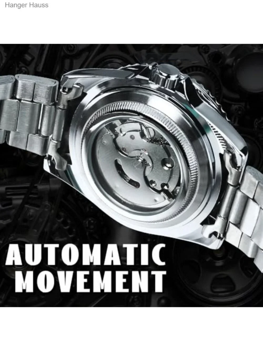 Men's Automatic Mechanical Watch Stainless Steel Waterproof Analog Skeleton